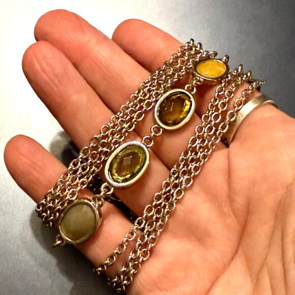 Faux Amber Beaded Chain Link Bracelet - Picture 7 of 7